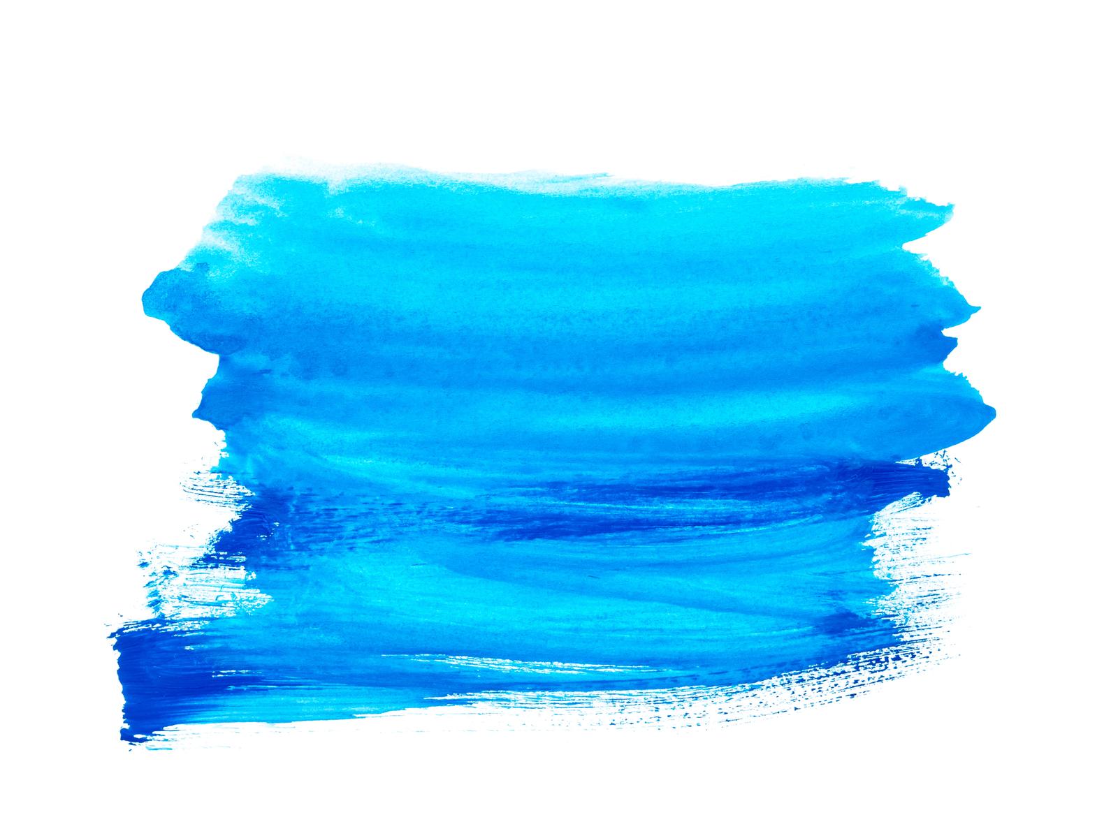 Blue paint stroke on white canvas