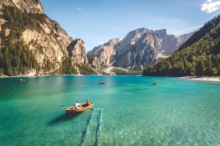 Boat on lake in Italy.