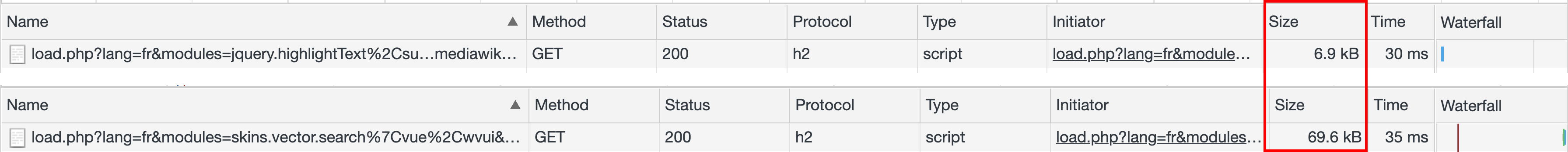 A comparison between the legacy search payload and the new search payload.