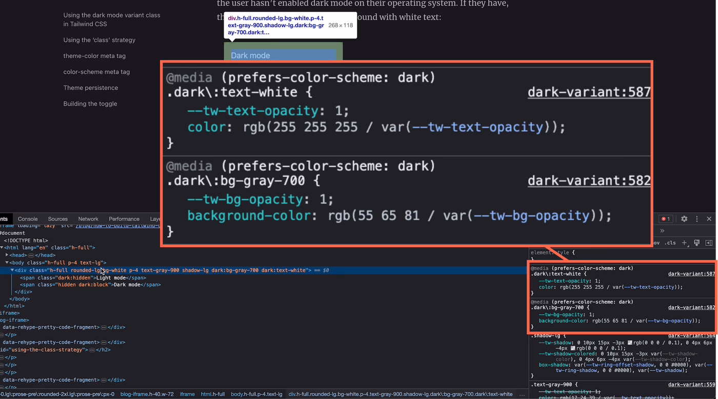 Prefers media query screenshot